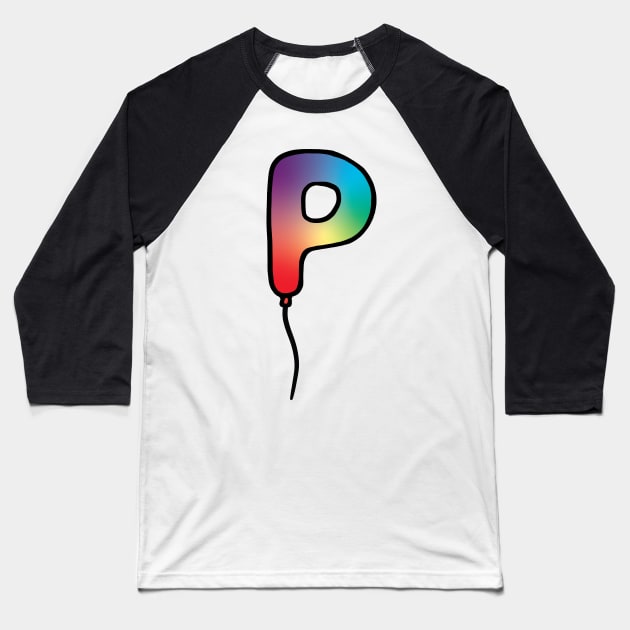 Initial Monogram Balloon Letter P Baseball T-Shirt by murialbezanson